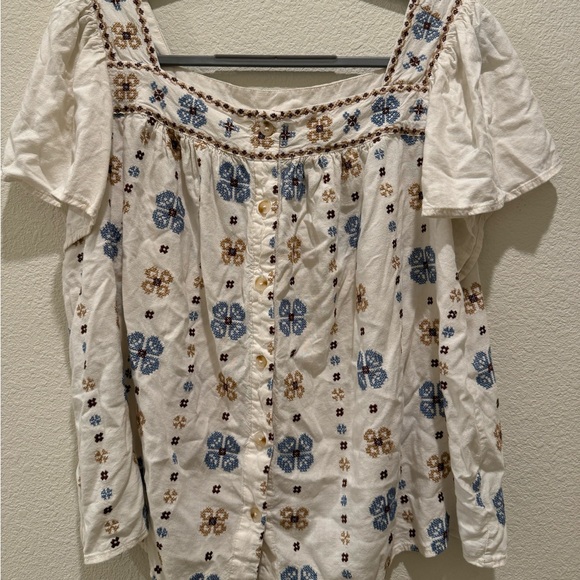 Torrid embroidered flutter sleeve square neck top - Picture 4 of 4